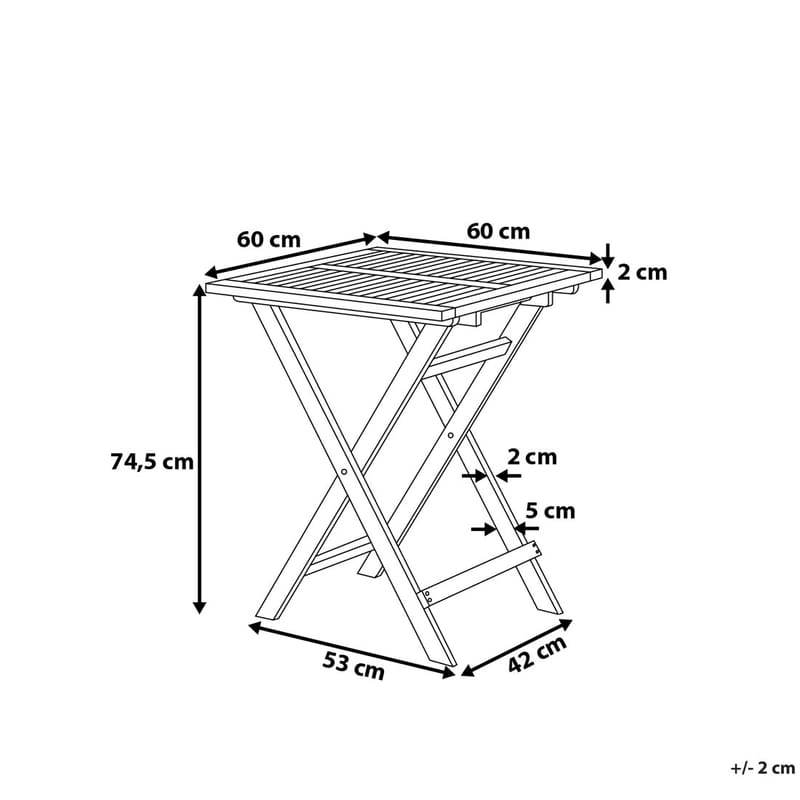 Fiji Balkon sæt 60 cm - Træ / natur - Altansæt - Cafesæt