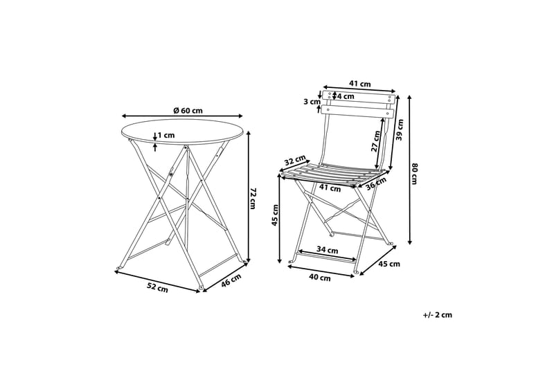 Fiori Balkonsæt 45,5 cm - Hvid - Havemøbler - Udendørsgruppe - Cafesæt
