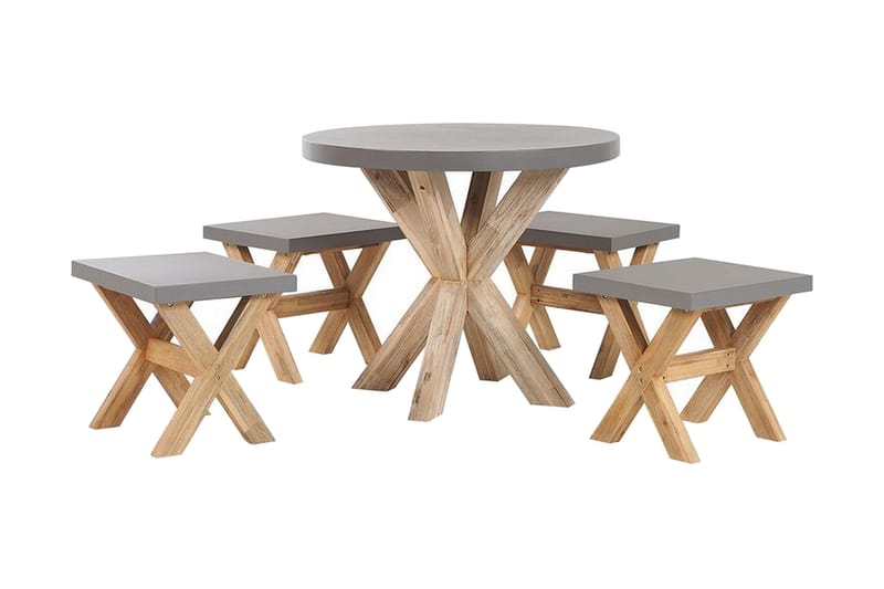 Havesæt med borde og 4 skamler¸ 90 cmOLBIA, Grå