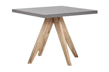 Havesæt med borde og 4 skamler 90 x 90 cm OLBIA - Grå - Havemøbler - Udendørsgruppe - Cafesæt