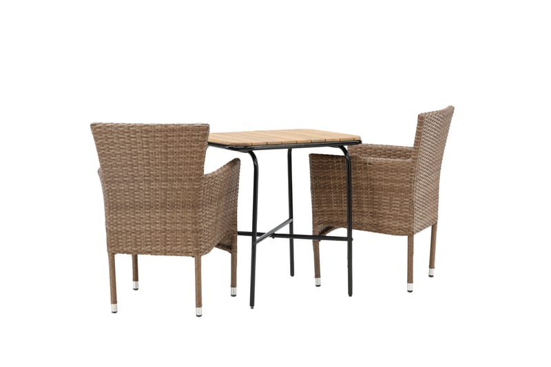 Holmbeck Cafésæt 70 cm + 2 Malina Armlænsstole - Brun - Havemøbler - Balkon - Balkonmøbler - Altansæt