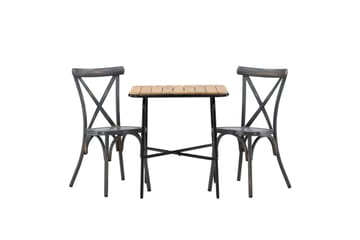 Holmbeck Cafésæt 70 cm + 2 Tablas Spisestole - Brun/Mørkegrå - Havemøbler - Balkon - Balkonmøbler - Altansæt