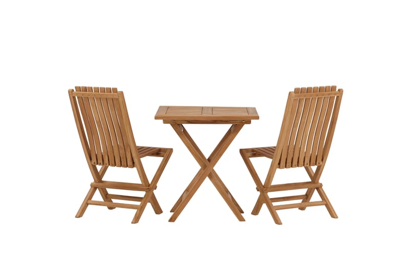 Kenya Cafesæt 70x70 cm + 2 Ghana Foldbar stol Stol - Brun - Havemøbler - Balkon - Balkonmøbler - Altansæt