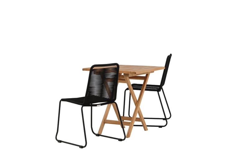 Kenya Cafes�æt 70x70 cm + 2 Lindos Stabelbar stol - Sort/Brun - Havemøbler - Balkon - Balkonmøbler - Altansæt