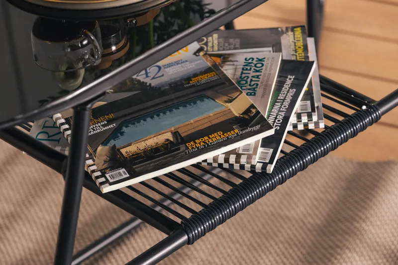 Lamborg Cafésæt 120 cm Ovalt + 2 Stole - Glas/Sort - Havemøbler - Udendørsgruppe - Cafesæt