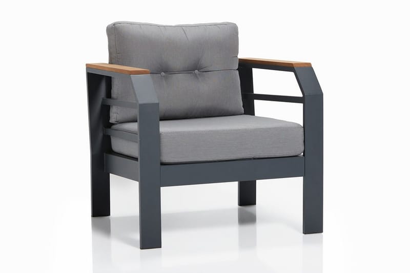 Lassento Cafésæt 137 cm + 2-Pers. Sofa + 2 Lænestole - Grå/Sort - Havemøbler - Udendørsgruppe - Cafesæt