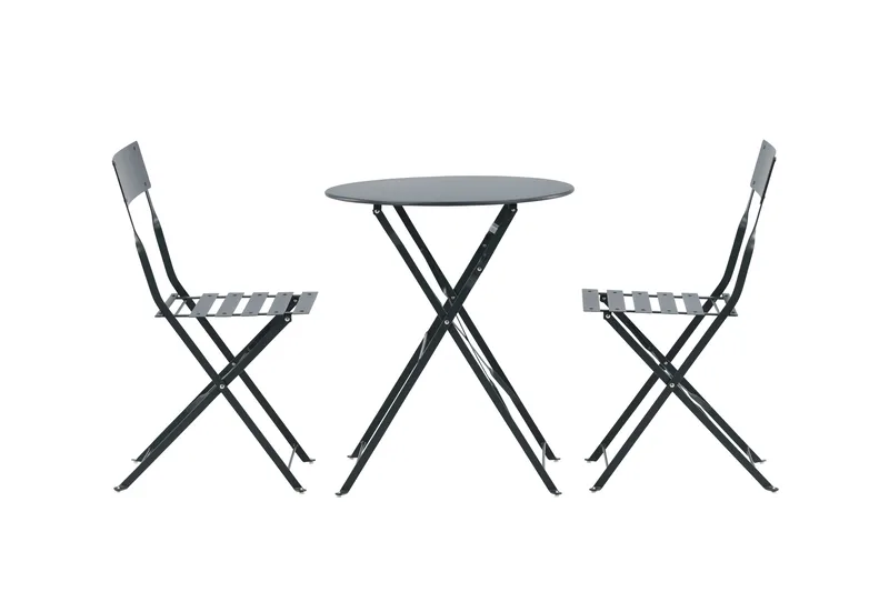 Marseille Café sæt Rund Ø60 cm + 2 Spisestole, Mørkegrå