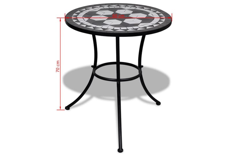Mosaikbord 60 Cm Sort/Hvid - Sort - Havemøbler - Udendørsgruppe - Cafesæt