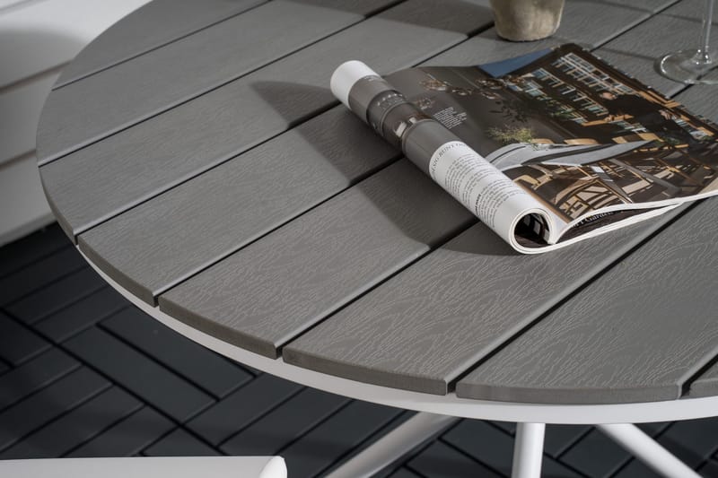 Parma Cafésæt Ø90 cm + 2 Break Positionsstolee - Hvid/Grå - Havemøbler - Balkon - Balkonmøbler - Altansæt