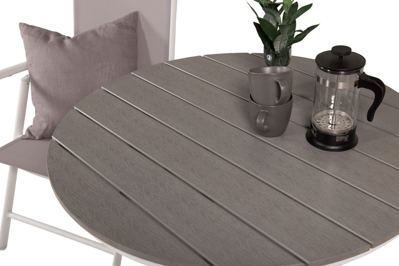 Parma Cafésæt Ø90 cm + 2 Break Positionsstolee - Hvid/Grå - Havemøbler - Balkon - Balkonmøbler - Altansæt