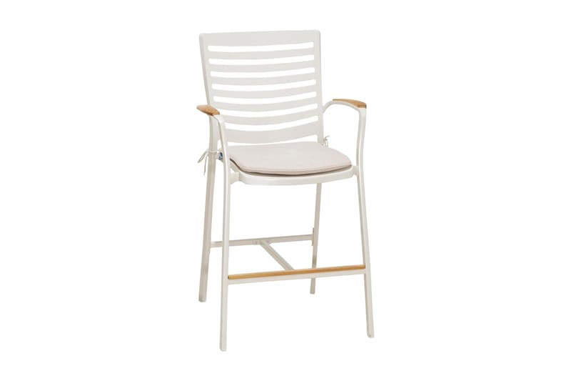 Portals Bargruppe 95 cm + Barstol - Vit / teak - Havemøbler - Balkon - Balkonmøbler - Altansæt