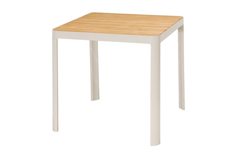 Portals Bargruppe 95 cm + Barstol - Vit / teak - Havemøbler - Balkon - Balkonmøbler - Altansæt