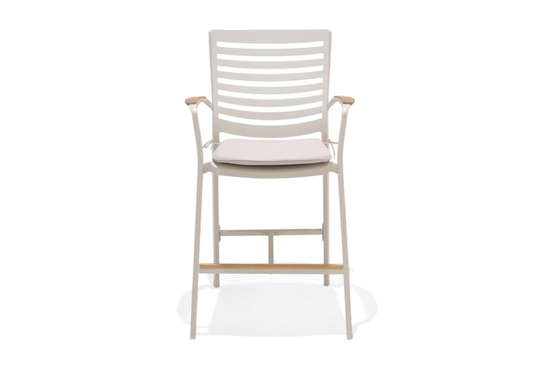 Portals Bargruppe 95 cm + Barstol - Vit / teak - Havemøbler - Balkon - Balkonmøbler - Altansæt