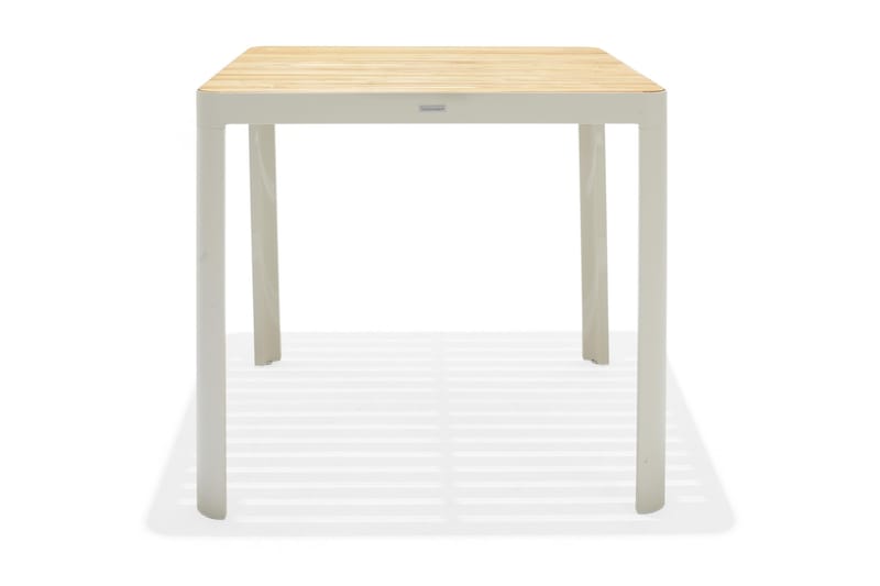 Portals Bargruppe 95 cm + Barstol - Vit / teak - Havemøbler - Balkon - Balkonmøbler - Altansæt
