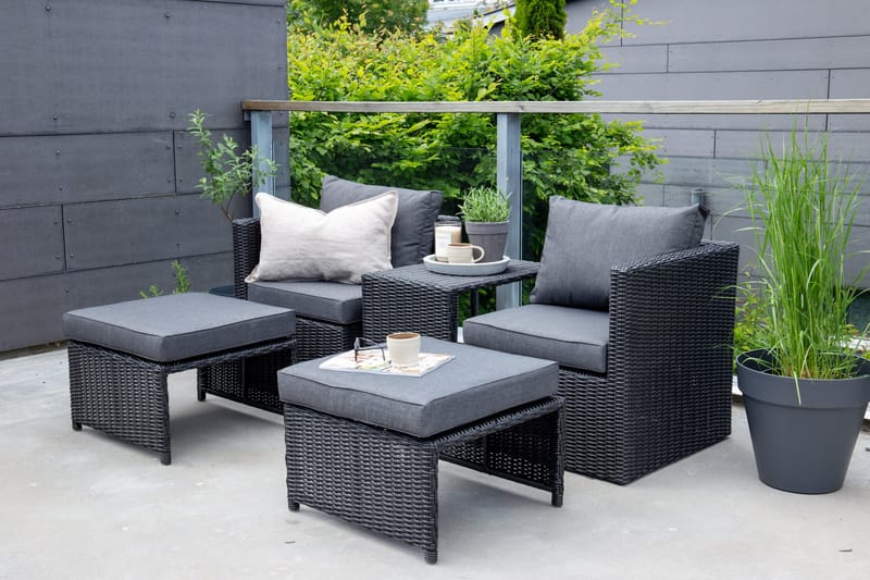 Quad Balkonsæt 2-Pers. - Sort - Havemøbler - Udendørsgruppe - Cafesæt