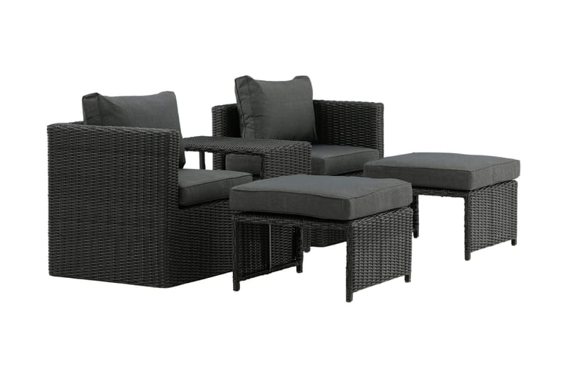 Quad Balkonsæt 2-Pers. - Sort - Havemøbler - Udendørsgruppe - Cafesæt