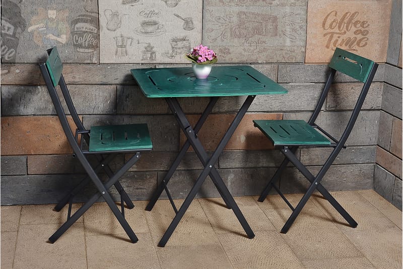 Riotorto Cafésæt 60 cm Blomst + 2 Stole - Grøn/Sort - Havemøbler - Udendørsgruppe - Cafesæt