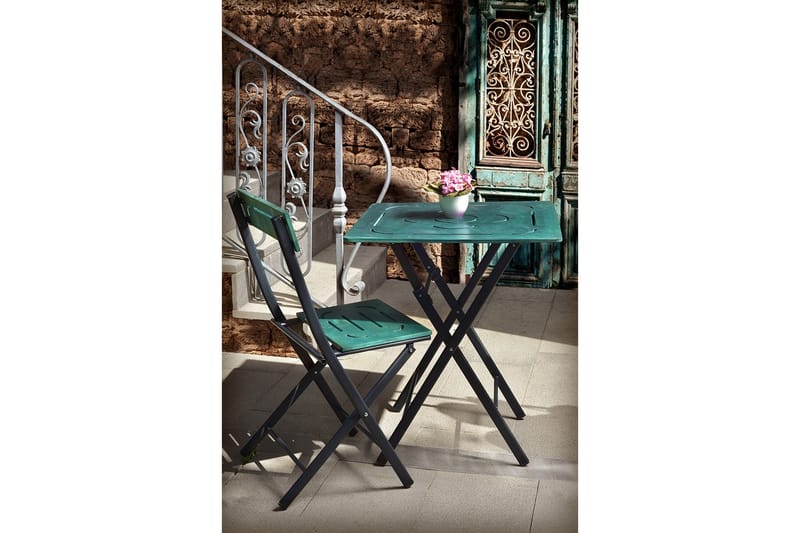 Riotorto Cafésæt 60 cm Blomst + 2 Stole - Grøn/Sort - Havemøbler - Udendørsgruppe - Cafesæt