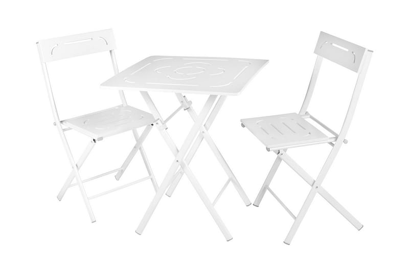Riotorto Cafésæt 60 cm Blomst + 2 Stole - Hvid - Havemøbler - Udendørsgruppe - Cafesæt