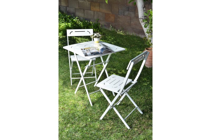Riotorto Cafésæt 60 cm Blomst + 2 Stole - Hvid - Havemøbler - Udendørsgruppe - Cafesæt
