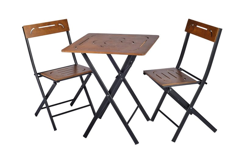 Riotorto Cafésæt 60 cm Blomst + 2 Stole - Natur/Sort - Havemøbler - Udendørsgruppe - Cafesæt