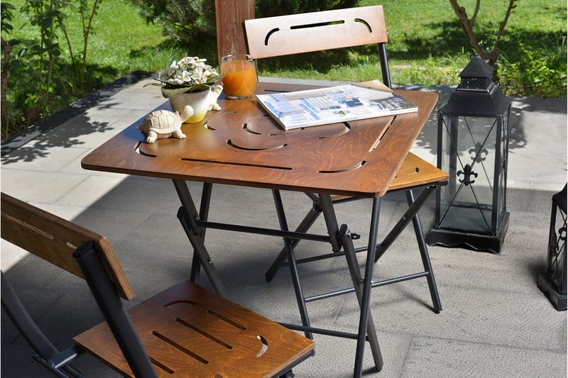 Riotorto Cafésæt 60 cm Blomst + 2 Stole - Natur/Sort - Havemøbler - Udendørsgruppe - Cafesæt
