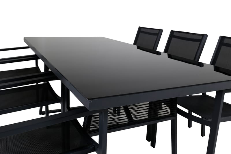 Dallas Spisegruppe cm Rektangulær med 6 Copacabana Stole - Sort - Havemøbler - Udendørsgruppe - Havesæt
