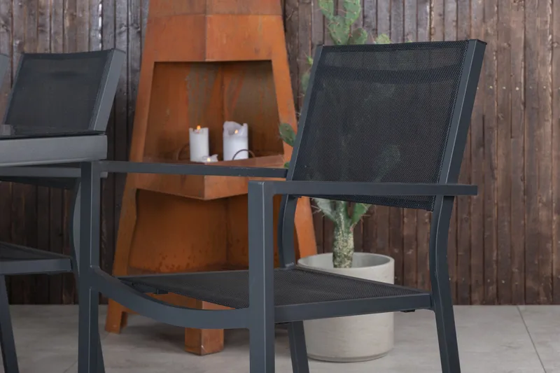 Dallas Spisegruppe cm Rektangulær med 6 Copacabana Stole - Sort - Havemøbler - Udendørsgruppe - Havesæt