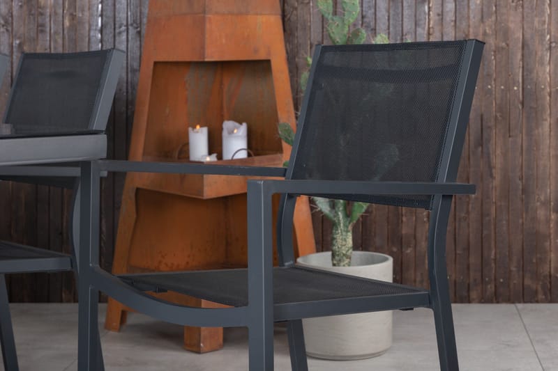 Dallas Spisegruppe cm Rektangulær med 6 Copacabana Stole - Sort - Havemøbler - Udendørsgruppe - Havesæt