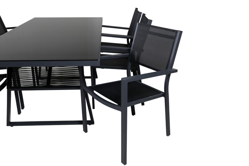 Dallas Spisegruppe cm Rektangulær med 6 Copacabana Stole - Sort - Havemøbler - Udendørsgruppe - Havesæt