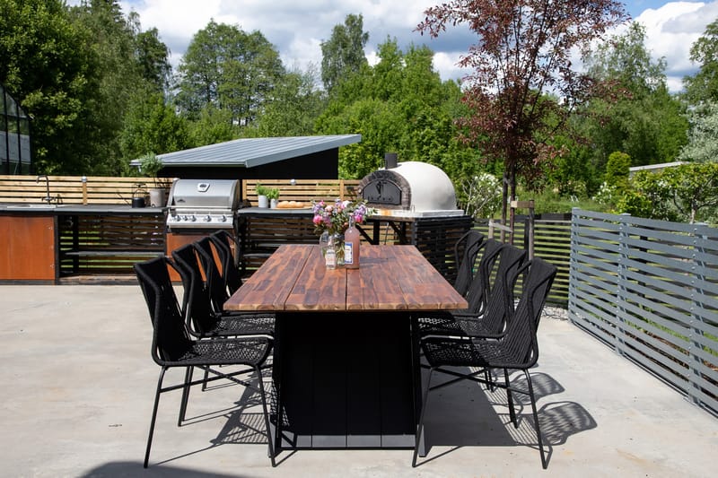 Doory Spisebordssæt 250cm + 8 Julian Stole Sort/Brun - Venture Home - Havesæt