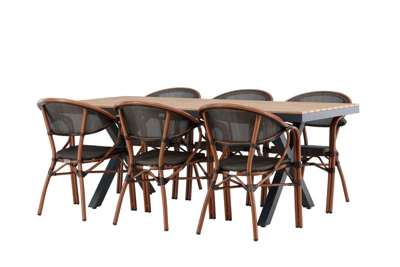 Garcia Spisegruppe 200 cm Rektangulær med 6 Vila Real Stole - Sort - Havemøbler - Udendørsgruppe - Havesæt