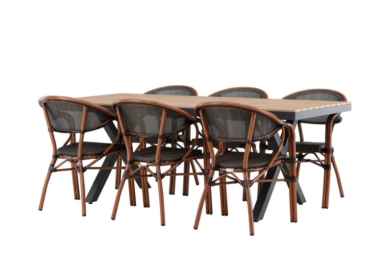 Garcia Spisegruppe 200 cm Rektangulær med 6 Vila Real Stole - Sort - Havemøbler - Udendørsgruppe - Havesæt