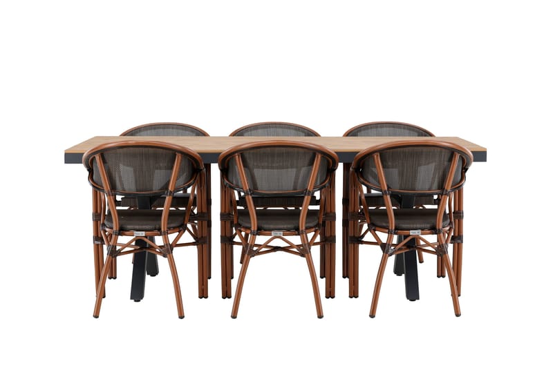 Garcia Spisegruppe 200 cm Rektangulær med 6 Vila Real Stole, Sort