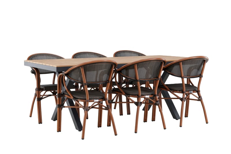 Garcia Spisegruppe 200 cm Rektangulær med 6 Vila Real Stole - Sort - Havemøbler - Udendørsgruppe - Havesæt