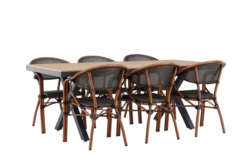 Garcia Spisegruppe 200 cm Rektangulær med 6 Vila Real Stole - Sort - Havemøbler - Udendørsgruppe - Havesæt