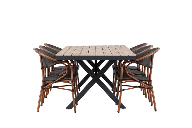 Garcia Spisegruppe 200 cm Rektangulær med 6 Vila Real Stole - Sort - Havemøbler - Udendørsgruppe - Havesæt
