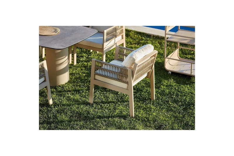 Havebord og stol sæt (8 dele) Bonavista Keramisk Beige - Lysebrun - Havemøbler - Udendørsgruppe - Havesæt