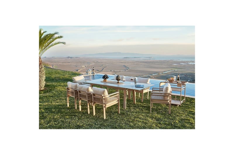 Havebord og stol sæt (8 dele) Norieland Keramisk Beige - Beige - Havemøbler - Udendørsgruppe - Havesæt