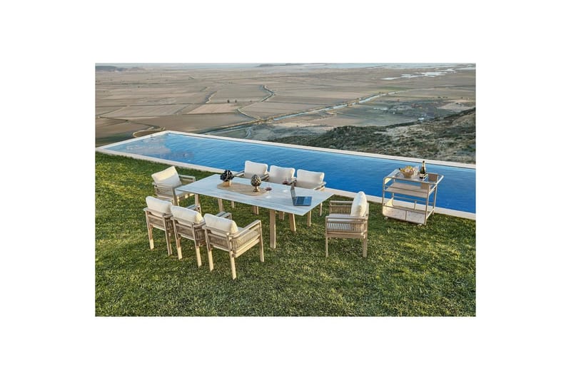 Havebord og stol sæt (8 dele) Norieland Keramisk Beige - Beige - Havemøbler - Udendørsgruppe - Havesæt