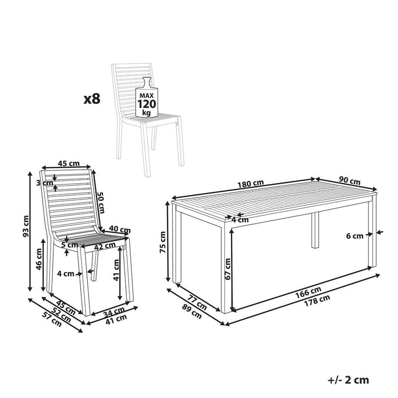 Havebordssæt med 8 siddepladser Ombriano - Havemøbler - Udendørsgruppe - Havesæt