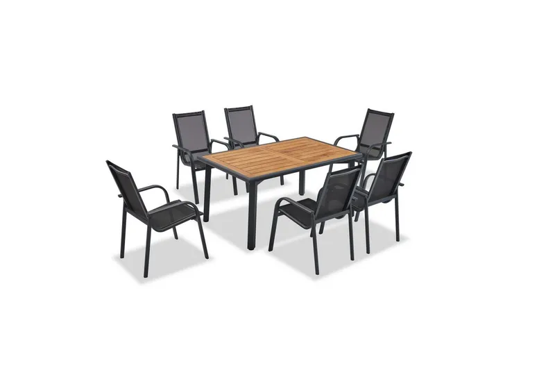 Haveloungesæt Retzow antracit / træ, Gråfarvet træ/Antracit