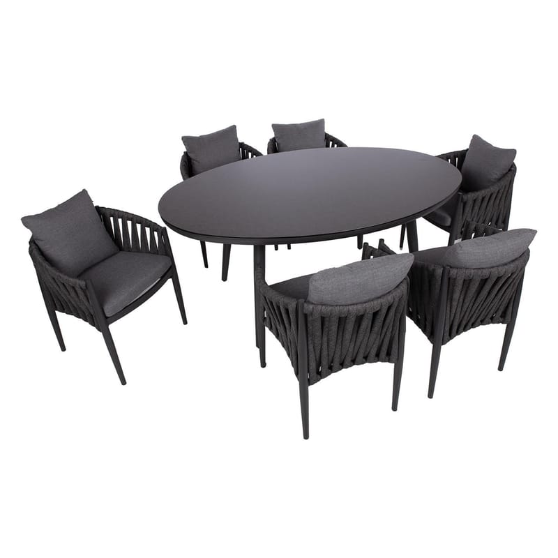 Havemøbelsæt HOME4YOU Bristol bord og 6 stole - Grå - Havemøbler - Udendørsgruppe - Havesæt