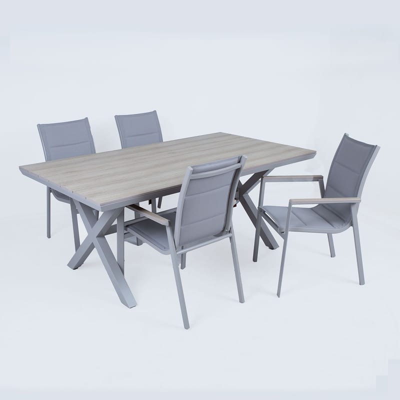 Havemøbelsæt HOME4YOU Corinna bord og 4 stole - Grå - Havemøbler - Udendørsgruppe - Havesæt