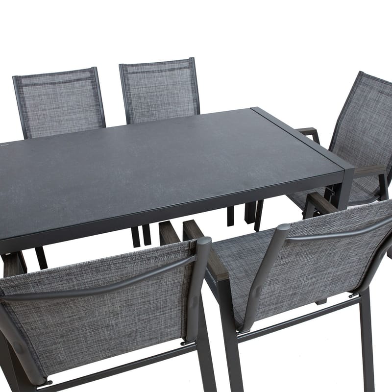 Havemøbelsæt HOME4YOU Delgado bord og 6 stole - grå - Havemøbler - Udendørsgruppe - Havesæt