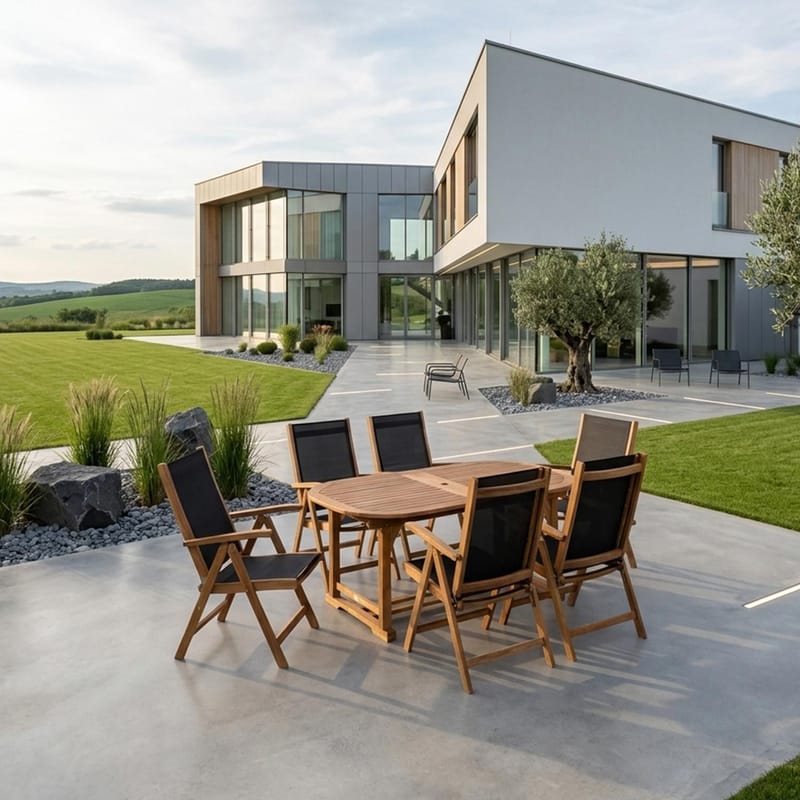 Havemøbelsæt HOME4YOU Fabiola bord og 6 stole - Brun - Havemøbler - Udendørsgruppe - Havesæt