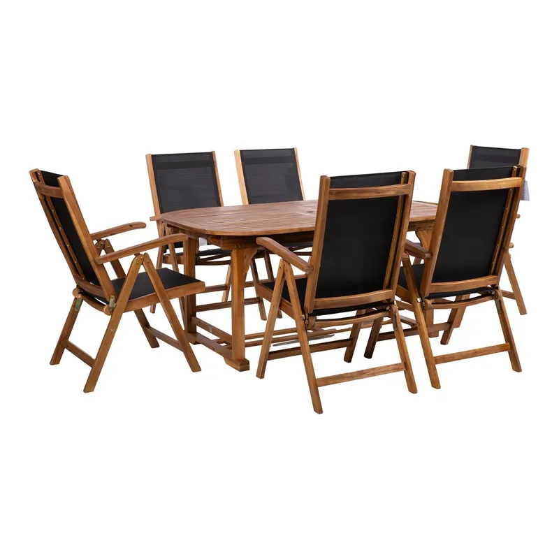 Havemøbelsæt HOME4YOU Fabiola bord og 6 stole - Brun - Havemøbler - Udendørsgruppe - Havesæt