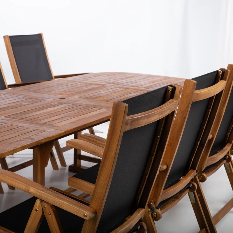 Havemøbelsæt HOME4YOU Fabiola bord og 8 stole - Brun - Havemøbler - Udendørsgruppe - Havesæt