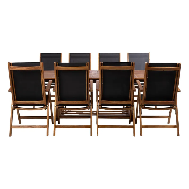 Havemøbelsæt HOME4YOU Fabiola bord og 8 stole - Brun - Havemøbler - Udendørsgruppe - Havesæt