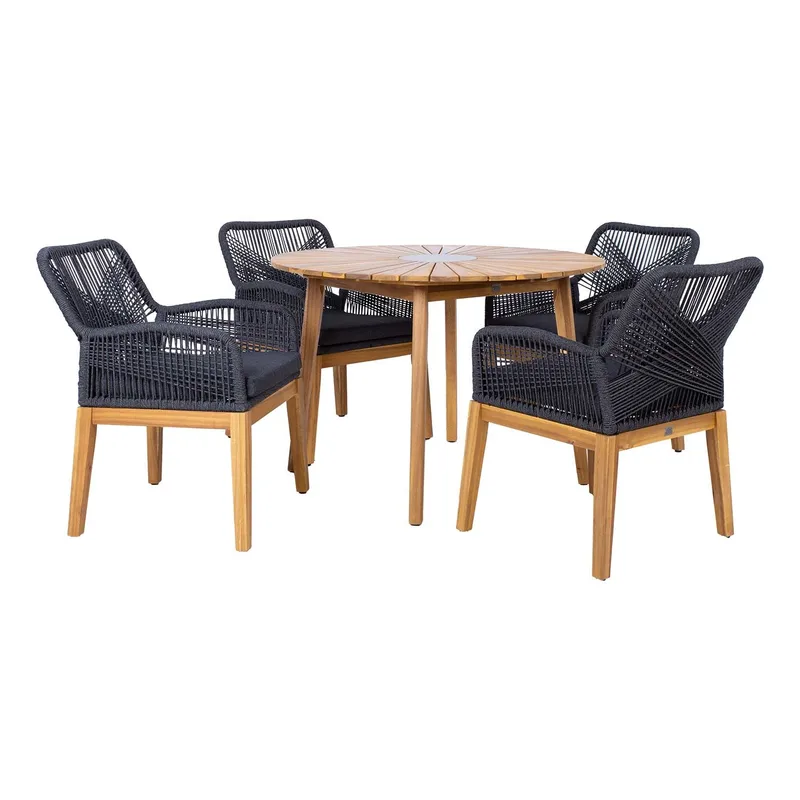 Havemøbelsæt HOME4YOU Florida bord og 4 stole, grå, Grå